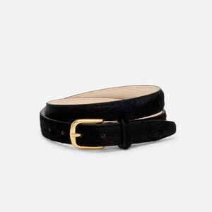Aureum Collective Black Pony Hair Belt with Gold Buckle